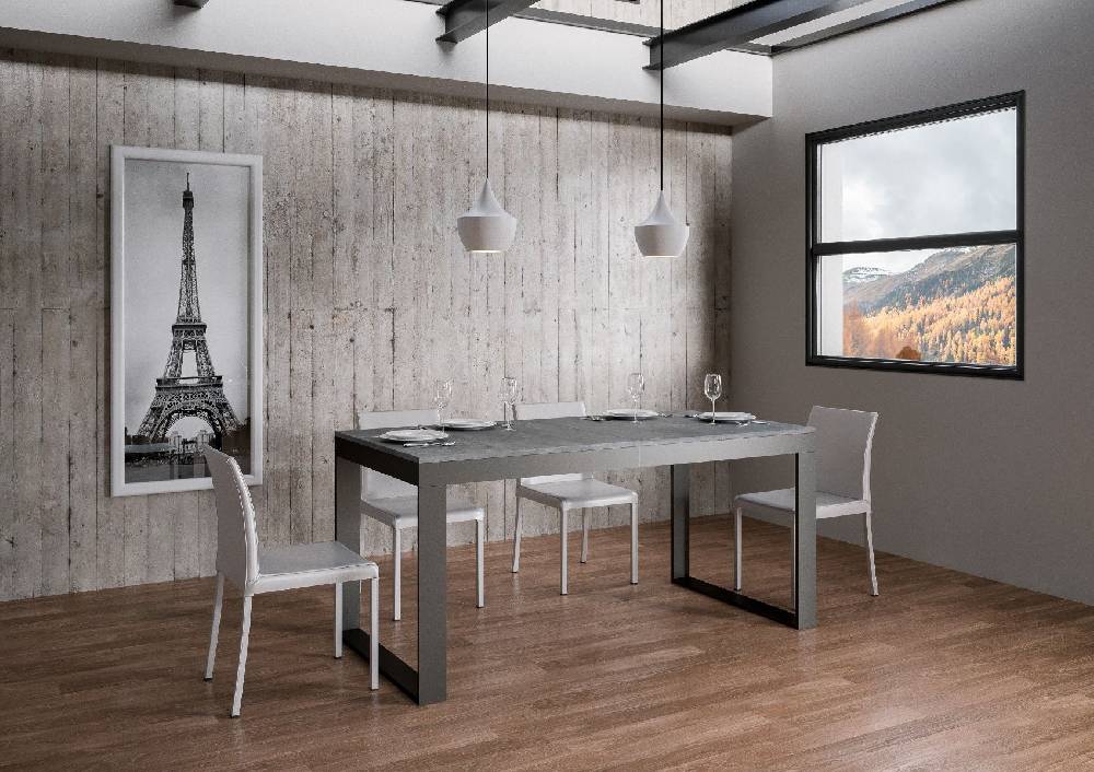 Itamoby Tavolo Tecno Evolution piano Cemento 90×160 Allungato 90×264 telaio Antracite Affare Del Giorno