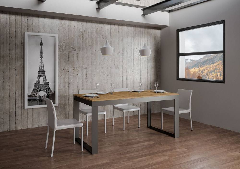 Itamoby Tavolo Tecno Evolution piano Quercia Natura 90×160 Allungato 90×264 telaio Antracite Prezzo Ridotto