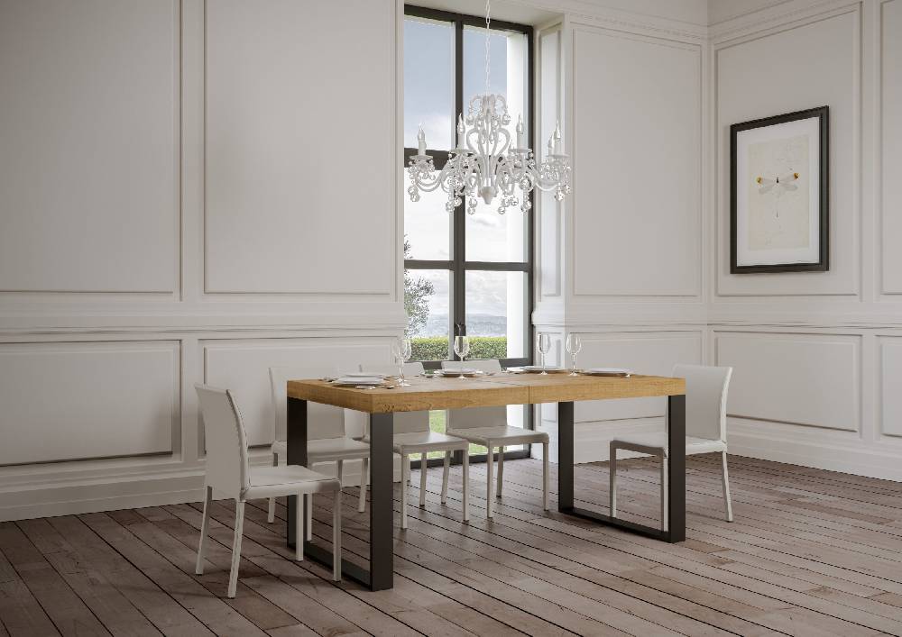 Itamoby Tavolo Tecno Premium Allungabile piano Quercia Natura 90×180 Allungato 440 telaio Antracite Online