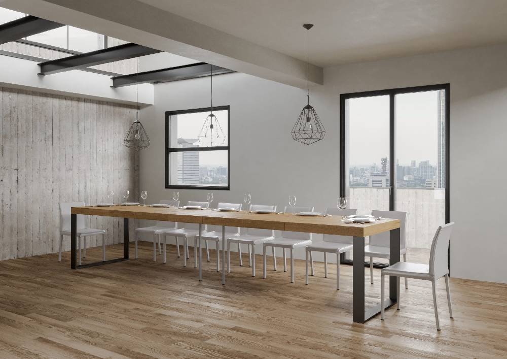 Itamoby Tavolo Tecno Premium Allungabile piano Quercia Natura 90×180 Allungato 440 telaio Antracite Online