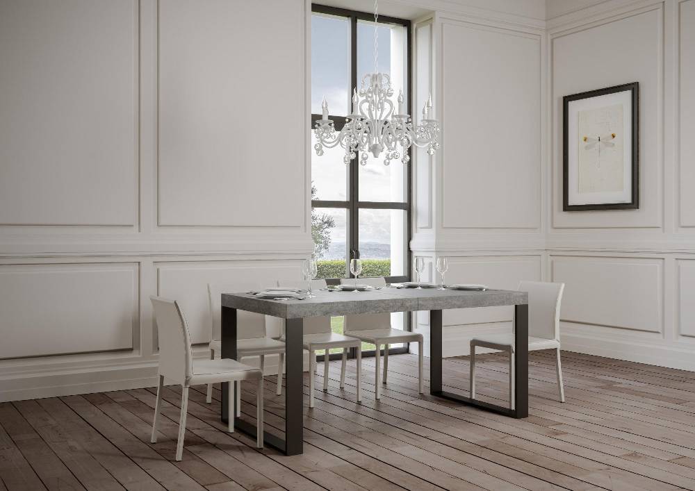 Itamoby Tavolo Tecno Premium Allungabile piano Cemento 90×180 Allungato 284 telaio Antracite Vendite Flash