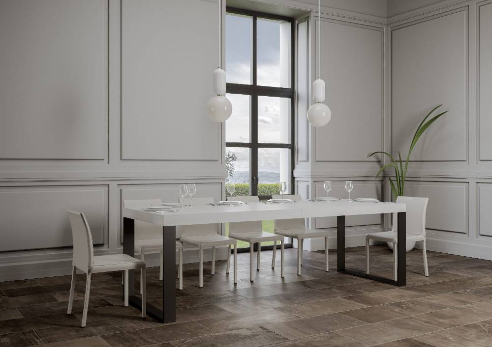 Itamoby Tavolo Tecno Premium Allungabile piano Bianco Frassino 90×180 Allungato 284 telaio Antracite In Saldo