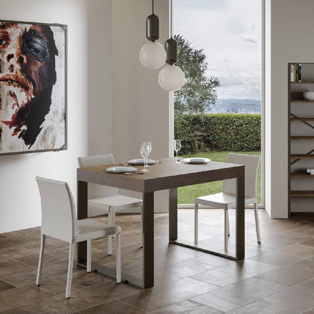 Itamoby Tavolo Tecno Premium Allungabile piano Noce 90×160 Allungato 264 telaio Antracite Nuova