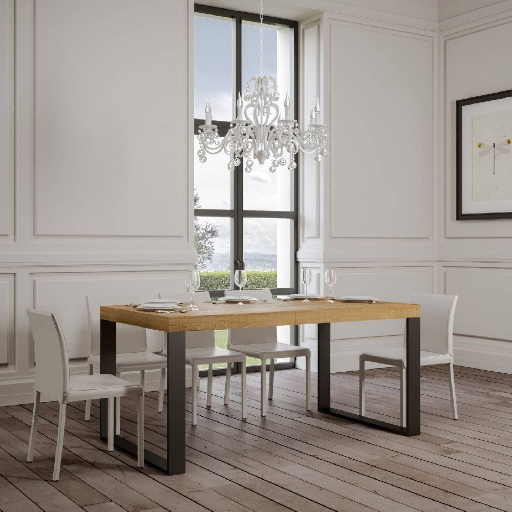 Itamoby Tavolo Tecno Allungabile piano Quercia Natura 90×180 Allungato 440 telaio Antracite Promozione temporanea
