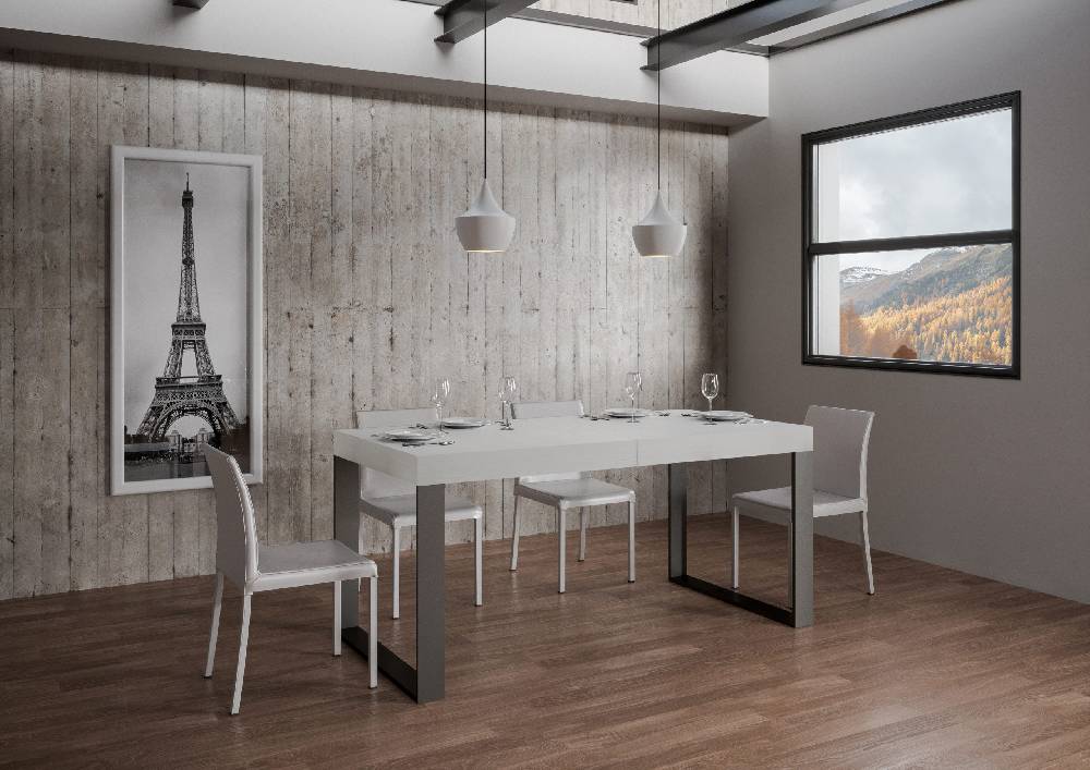 Itamoby Tavolo Tecno Allungabile piano Bianco Frassino 90×180 Allungato 440 telaio Antracite Fino al 50% di sconto