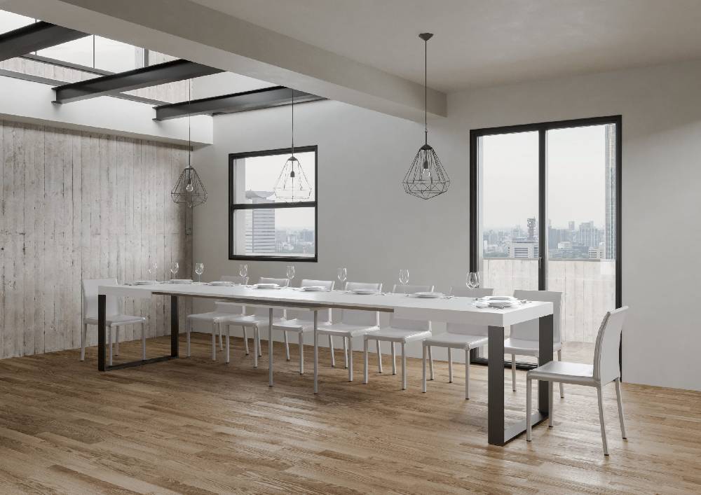 Itamoby Tavolo Tecno Allungabile piano Bianco Frassino 90×180 Allungato 440 telaio Antracite Fino al 50% di sconto