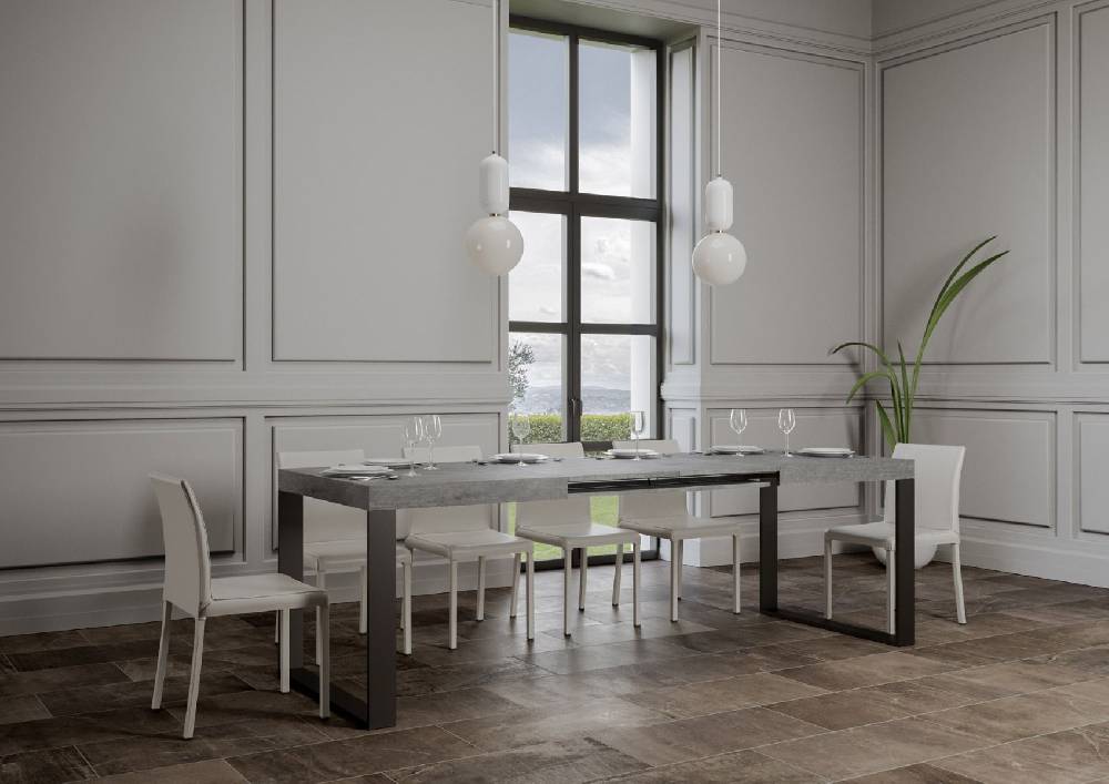 Itamoby Tavolo Tecno Allungabile piano Cemento 90×160 Allungato 420 telaio Antracite Fino al 65% di sconto