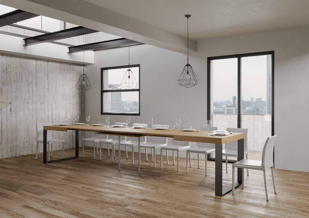 Itamoby Tavolo Tecno Allungabile piano Quercia Natura 90×160 Allungato 420 telaio Antracite Only for today