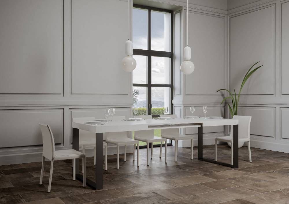 Itamoby Tavolo Tecno Allungabile piano Bianco Frassino 90×160 Allungato 420 telaio Antracite Offerta speciale della fabbrica