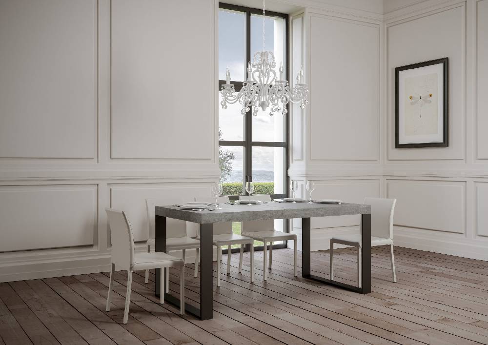 Itamoby Tavolo Tecno Allungabile piano Cemento 90×130 Allungato 390 telaio Antracite Fino al 55% di sconto