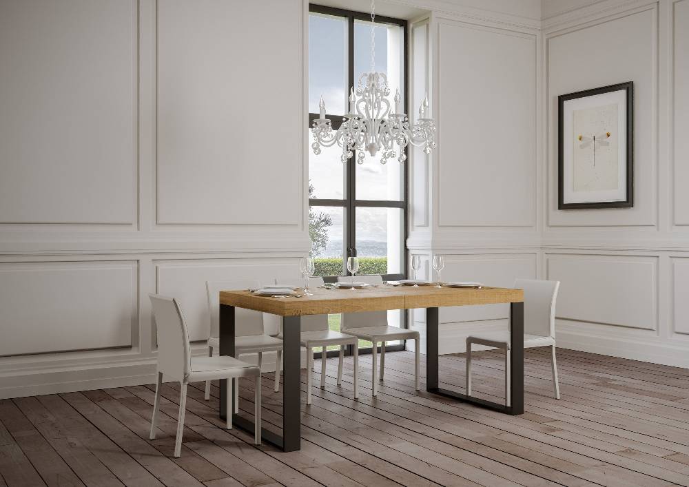 Itamoby Tavolo Tecno Allungabile piano Quercia Natura 90×180 Allungato 284 telaio Antracite 50% di sconto con spedizione gratuita