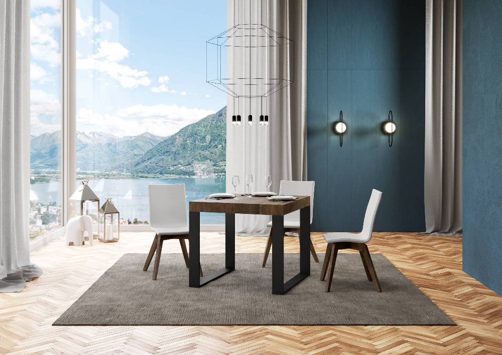 Itamoby Tavolo Tecno Allungabile piano Noce 90×90 Allungato 246 telaio Antracite Sconti questo mese