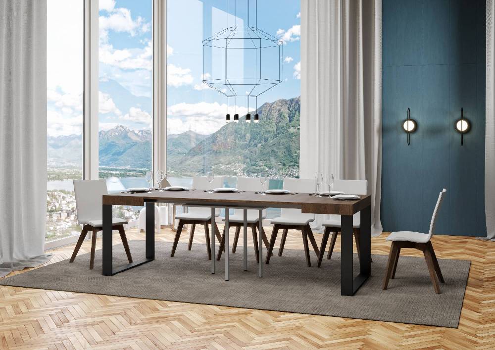 Itamoby Tavolo Tecno Allungabile piano Noce 90×90 Allungato 246 telaio Antracite Sconti questo mese