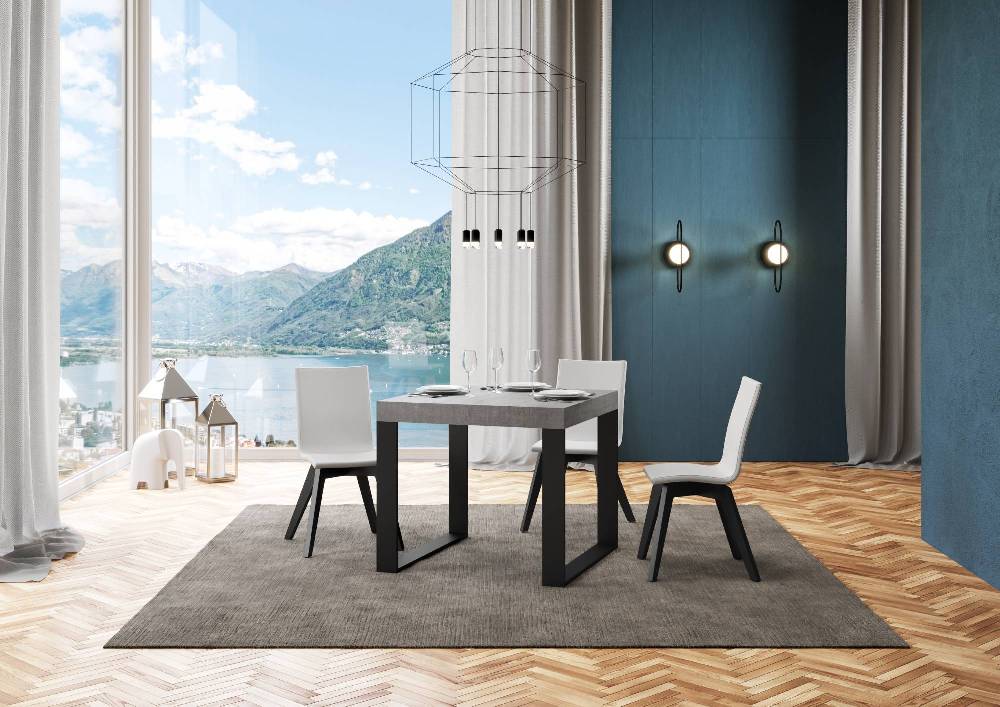 Itamoby Tavolo Tecno Allungabile piano Cemento 90×90 Allungato 246 telaio Antracite 2025