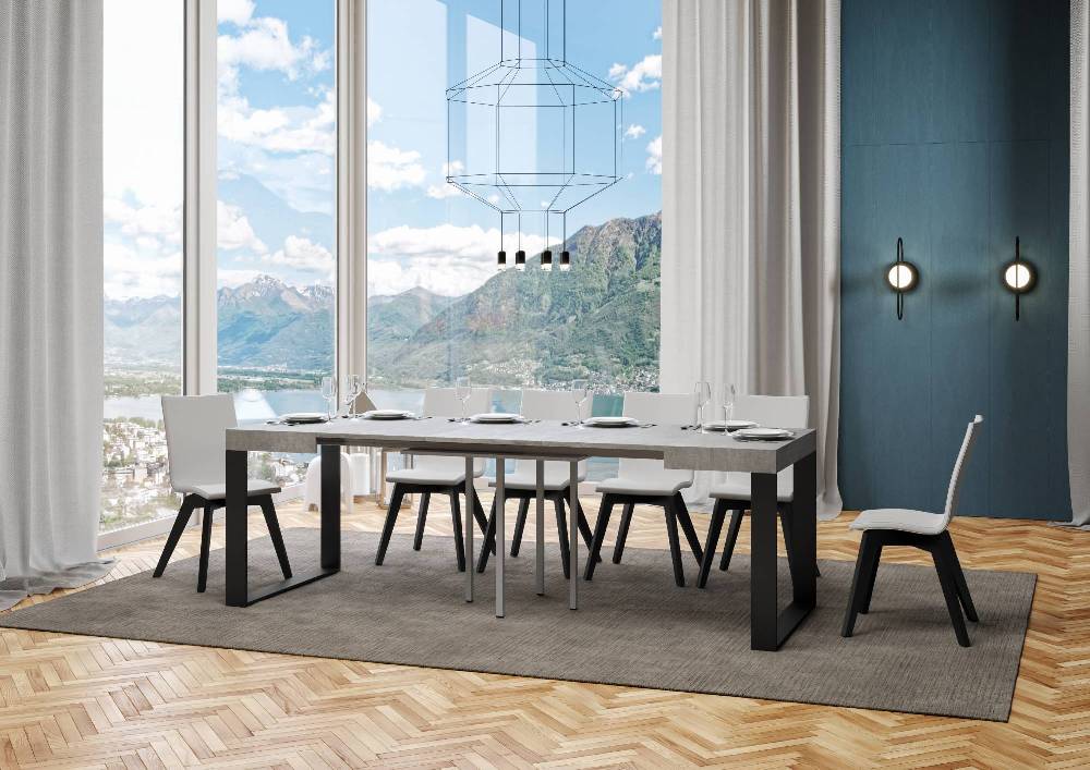Itamoby Tavolo Tecno Allungabile piano Cemento 90×90 Allungato 246 telaio Antracite 2025