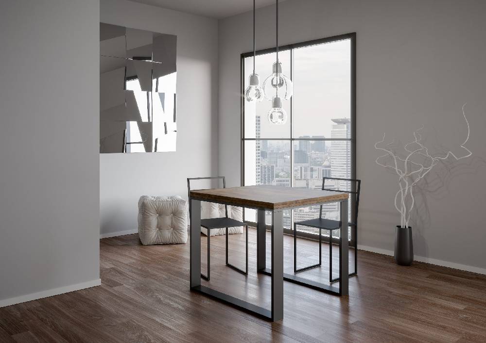 Itamoby Tavolo Tecno Libra Noce 90×90 Allungato 90×180 telaio Antracite Vendita