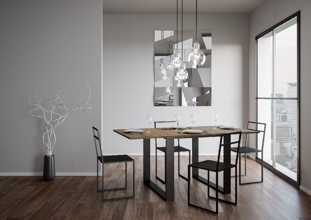 Itamoby Tavolo Tecno Libra Noce 90×90 Allungato 90×180 telaio Antracite Vendita