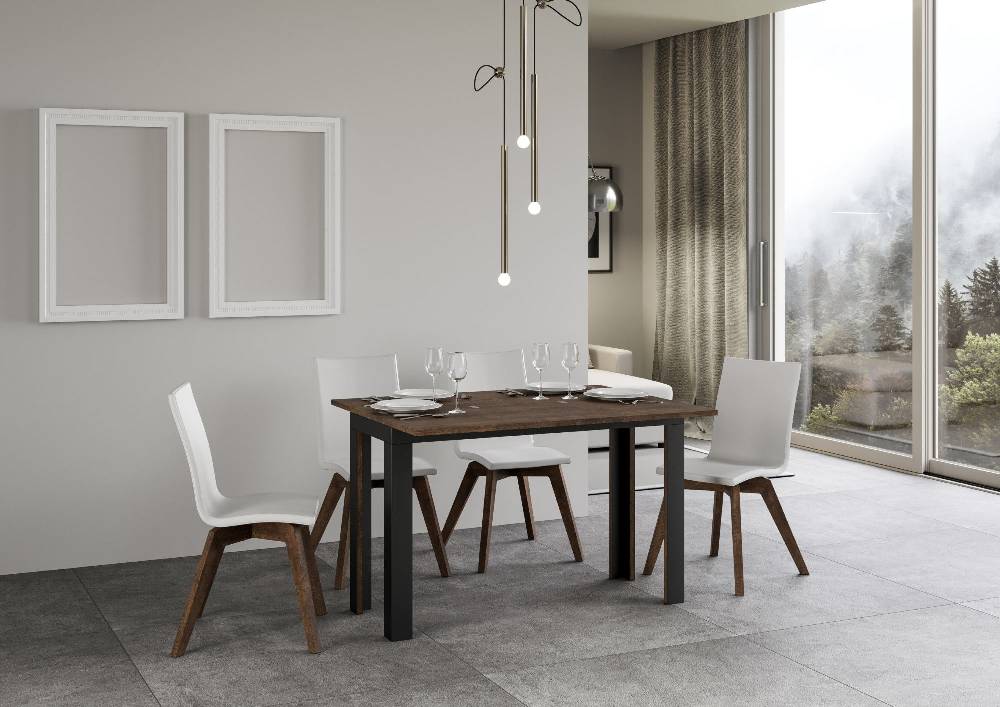 Itamoby Tavolo Linea Double Noce 120×45 aperto/Allungato 120×90/200×90 gambe/telaio Antracite Spedizione Gratuita