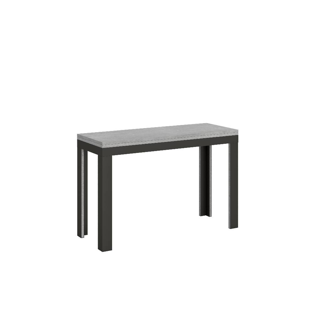 Itamoby Tavolo Linea Double Cemento 120×45 aperto/Allungato 120×90/200×90 gambe/telaio Antracite Pezzi Unici