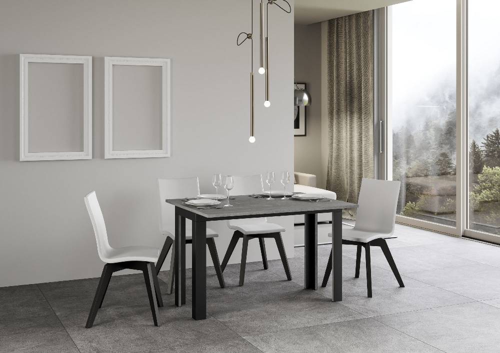 Itamoby Tavolo Linea Double Cemento 120×45 aperto/Allungato 120×90/200×90 gambe/telaio Antracite Pezzi Unici