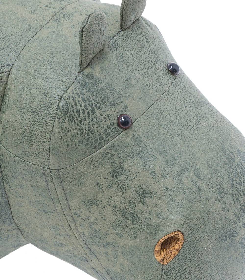 Novità Home Pouf Imbottito In Fintapelle E Legno - Ippopotamo Italia