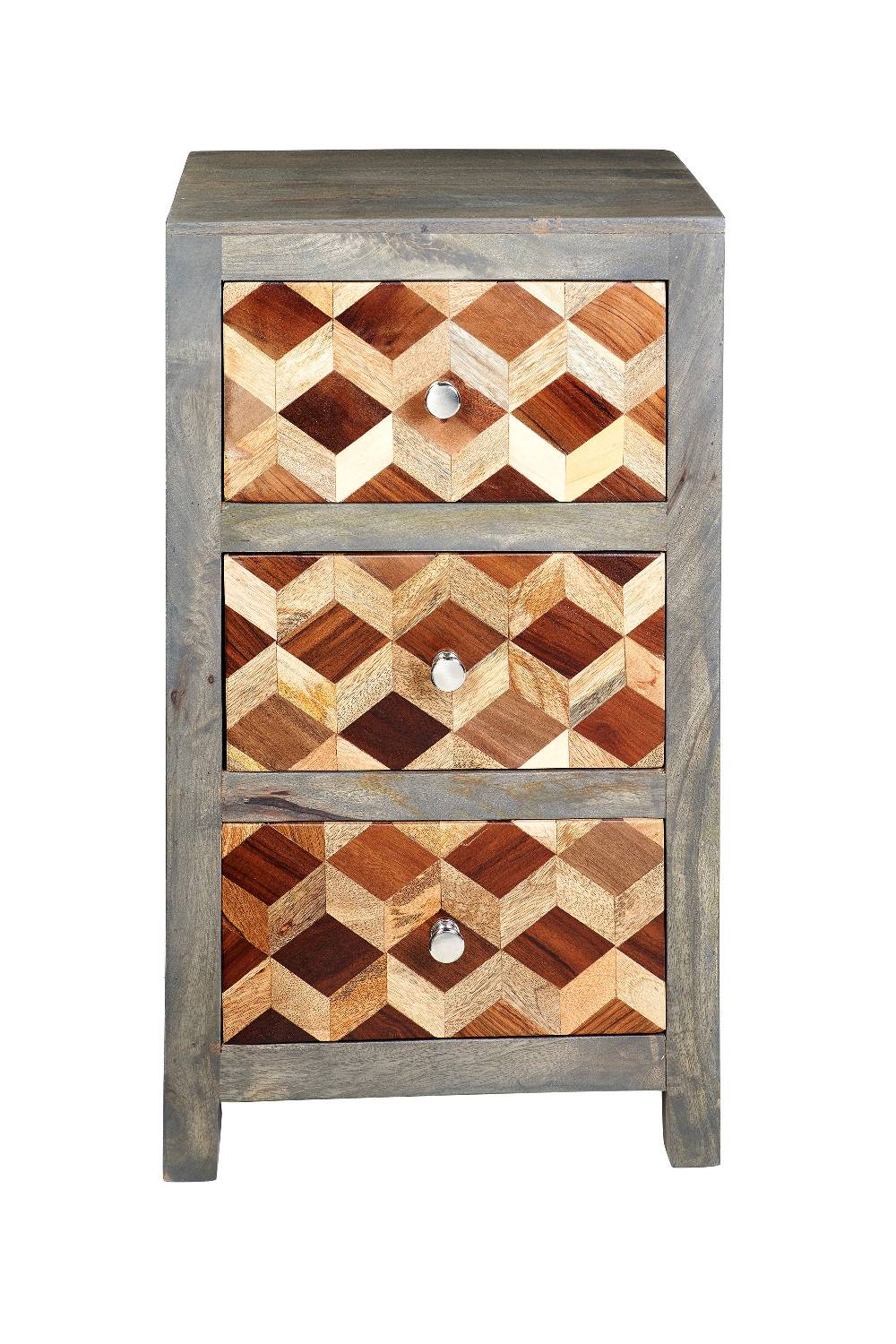 Novità Home Dimension - comodino 3 cassetti in legno Offerta