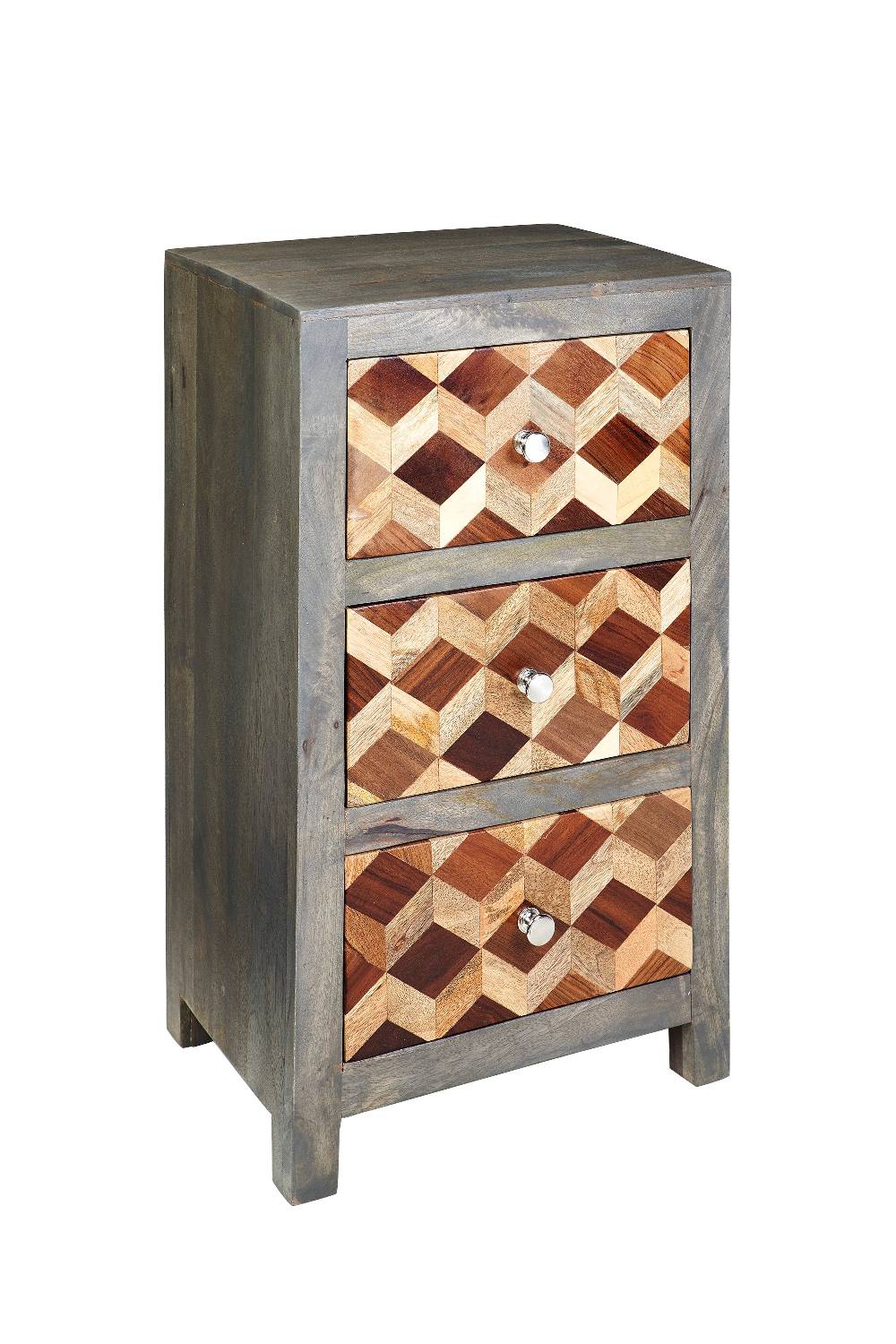 Novità Home Dimension - comodino 3 cassetti in legno Offerta