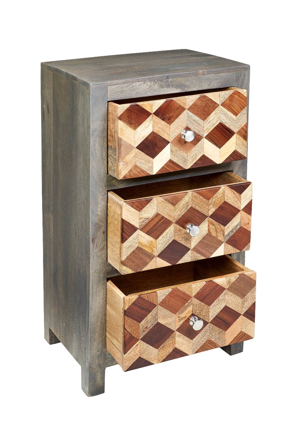 Novità Home Dimension - comodino 3 cassetti in legno Offerta