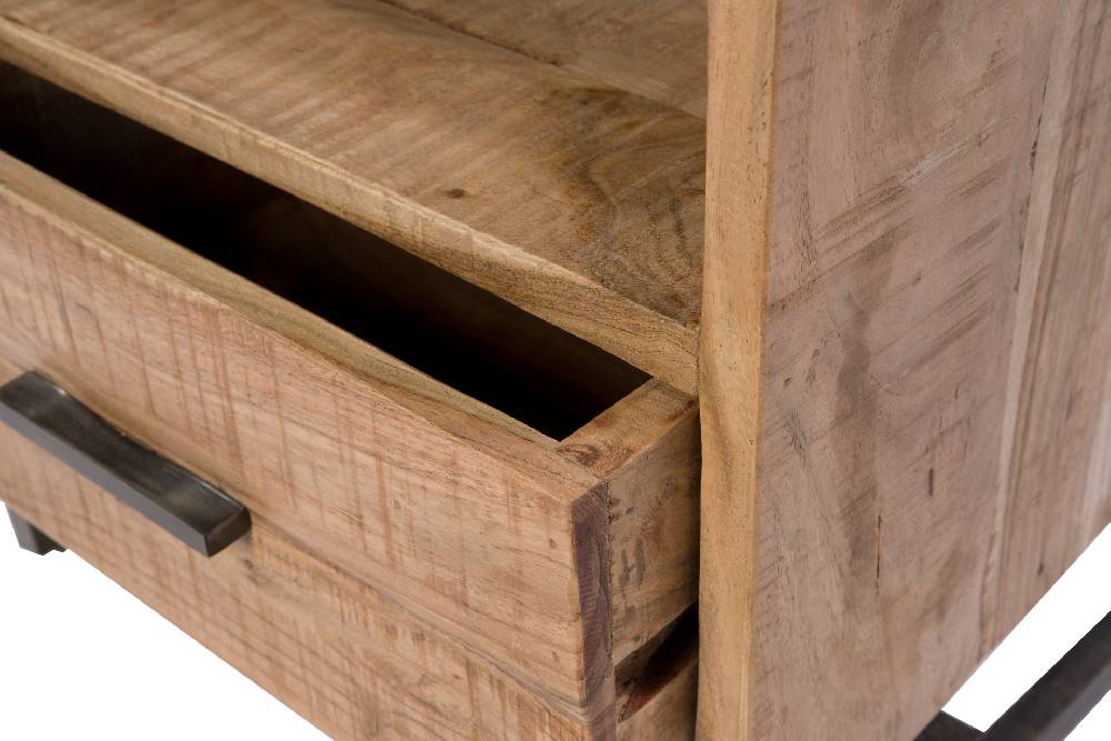 Novità Home Comodino 1 cassetto in legno e metallo Economico