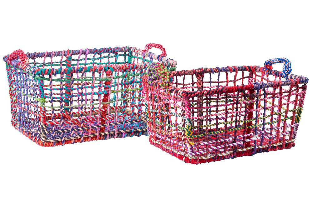 Novità Home Ceste ferro rivestite in cotone colorato set 1/2 Convenienza