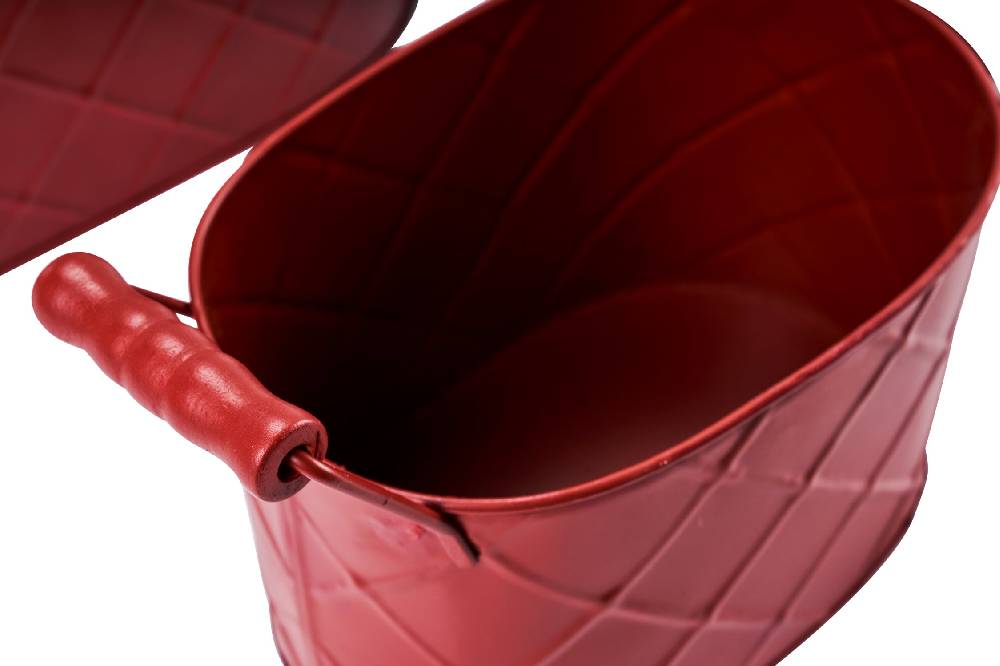 Novità Home Cache pot - ovali rosso anticato set1/3rilievi 2 manici in legno Vendita Economica