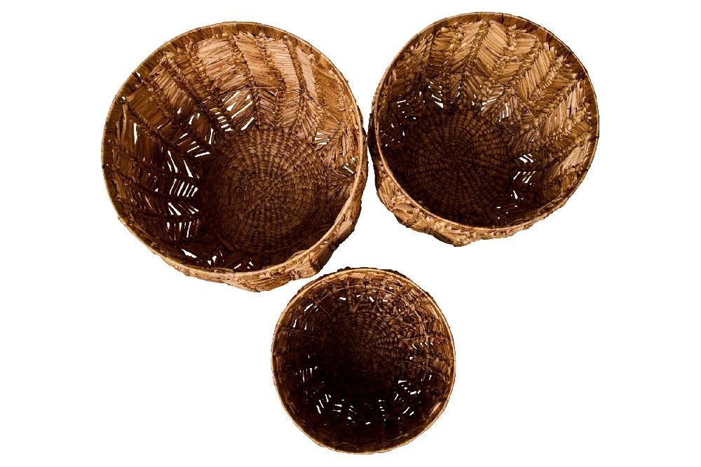 Novità Home Weaves - Ceste Porta Piante Set 1/3 Intreccio Lisca Di Pesce Qualità Garantita