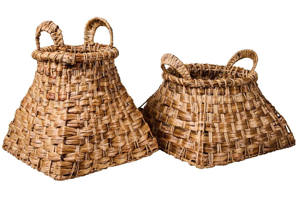Novità Home Weaves - Ceste Base Quadrata Set 1/2 Intreccio Stile Castagno Negozi Online