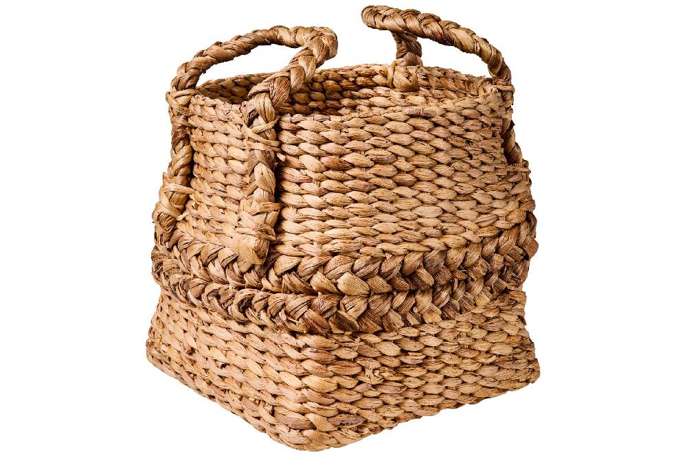 Novità Home Weaves - Cesta Con Manici Base Quadrata Bordo Treccia Promozione Limitata