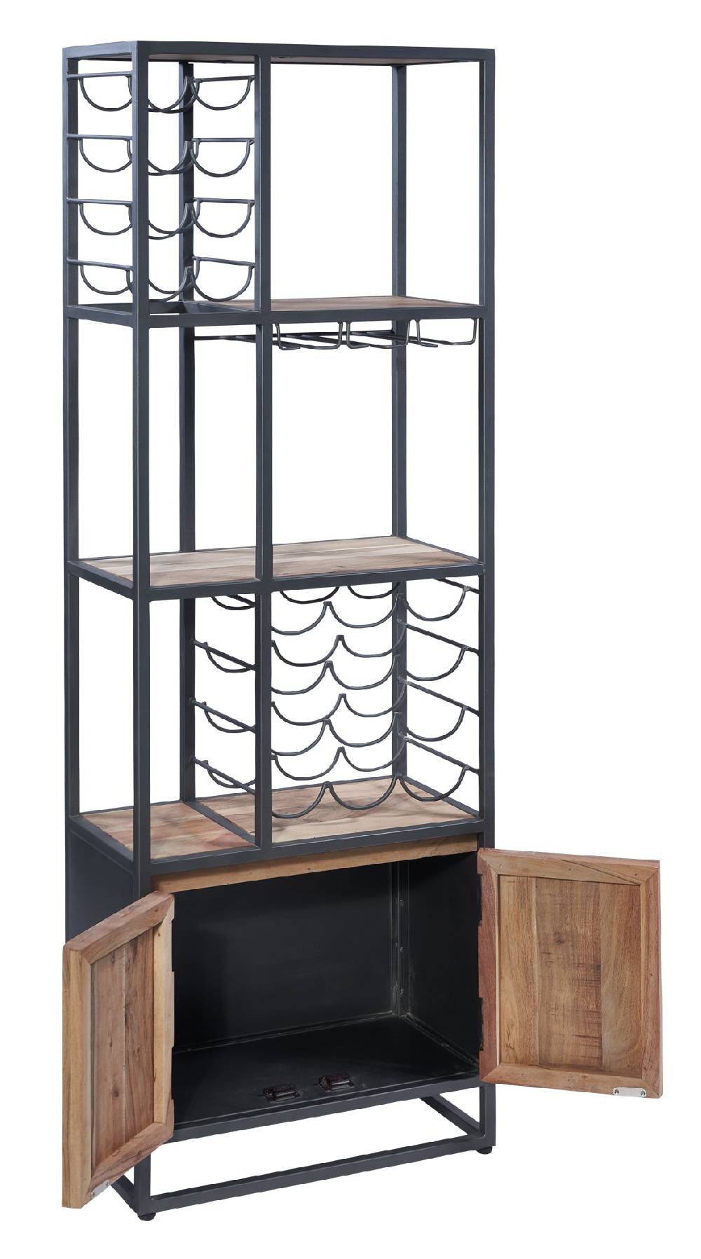 Novità Home Credenza portabottiglie con 2 sportelli in legno e metallo 2025