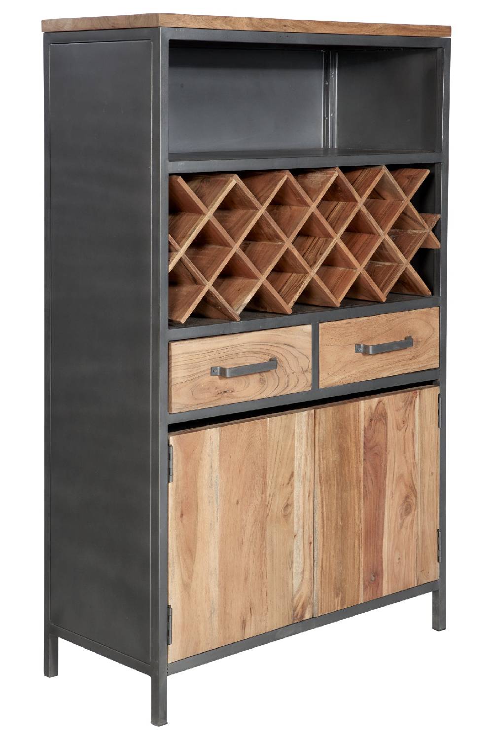Novità Home Credenza alta portabottiglie 2 cass 2 sport in legno e metallo Italy