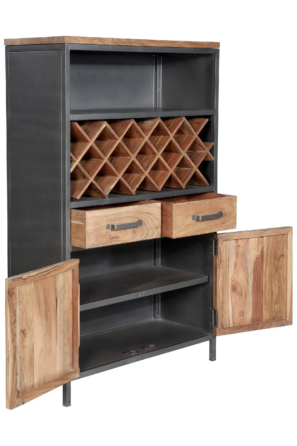 Novità Home Credenza alta portabottiglie 2 cass 2 sport in legno e metallo Italy