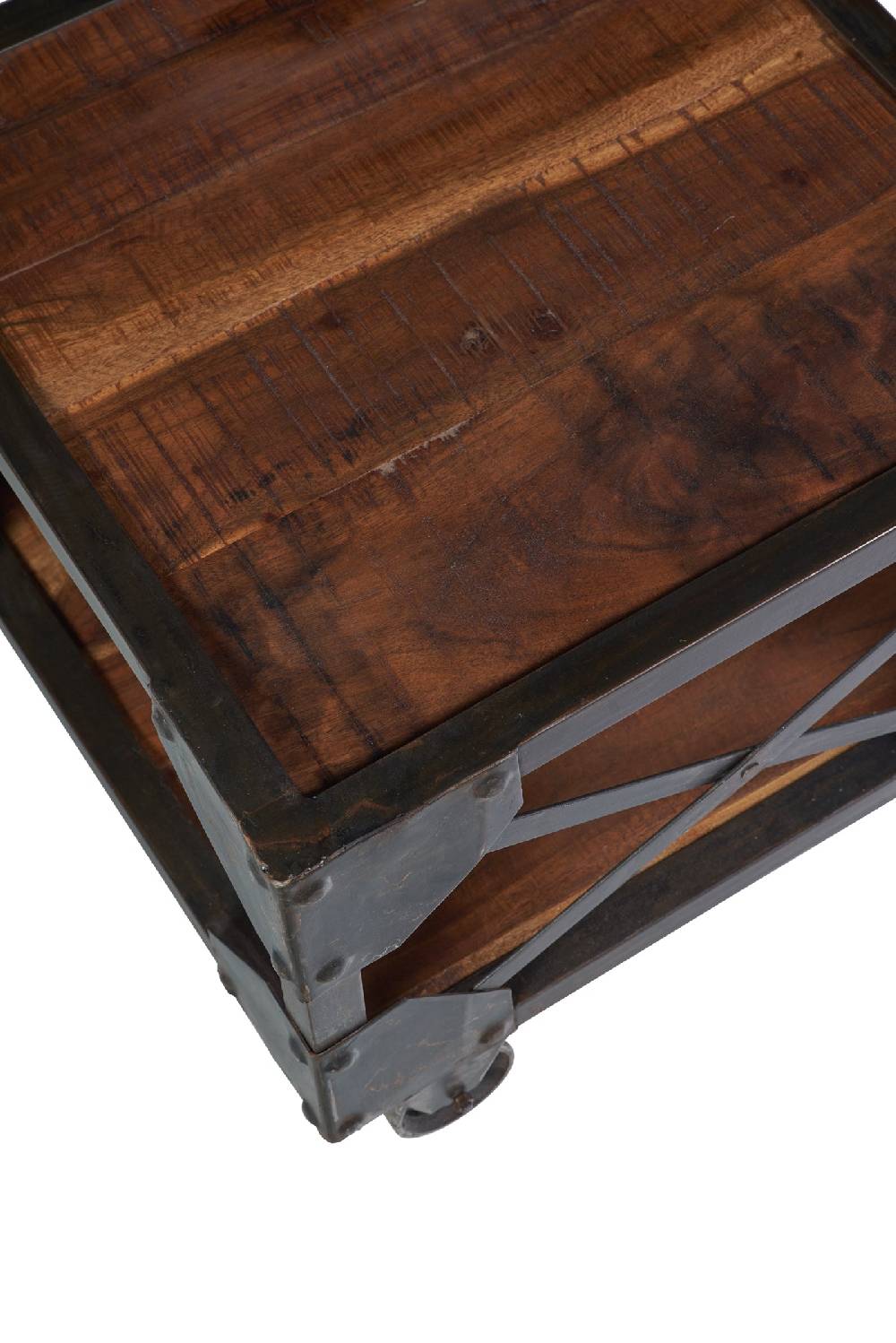 Novità Home Bristol-tavolino quadrato con ruote legno di recupero e metallo Affare Del Giorno