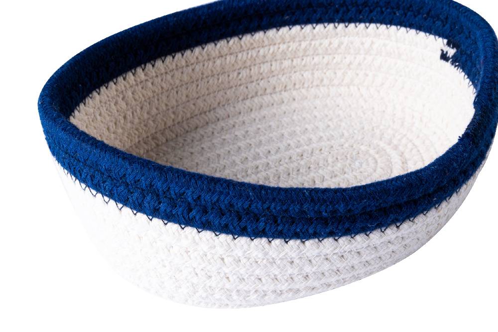 Novità Home Sapore Di Mare - Cestino Pane Ovale Bianco Bordo Blue Qualità Garantita