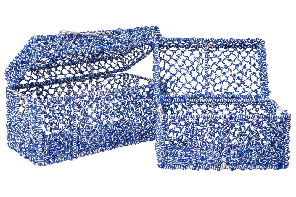 Novità Home Set 2 Bauli Blu e Bianchi Shopping Online