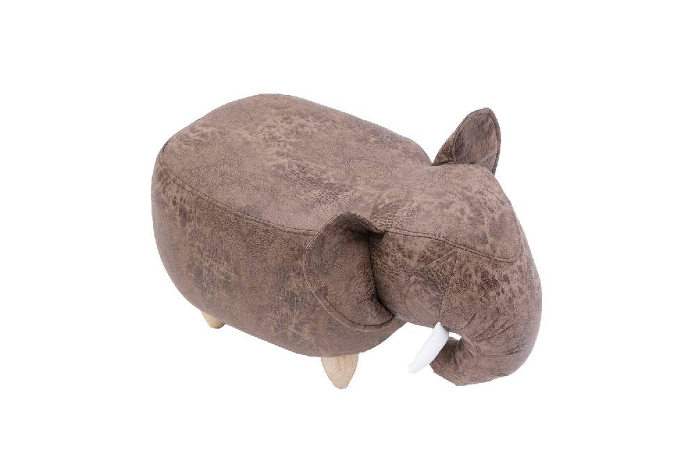 Novità Home Pouf Imbottito In Fintapelle E Legno - Elefante Offerta
