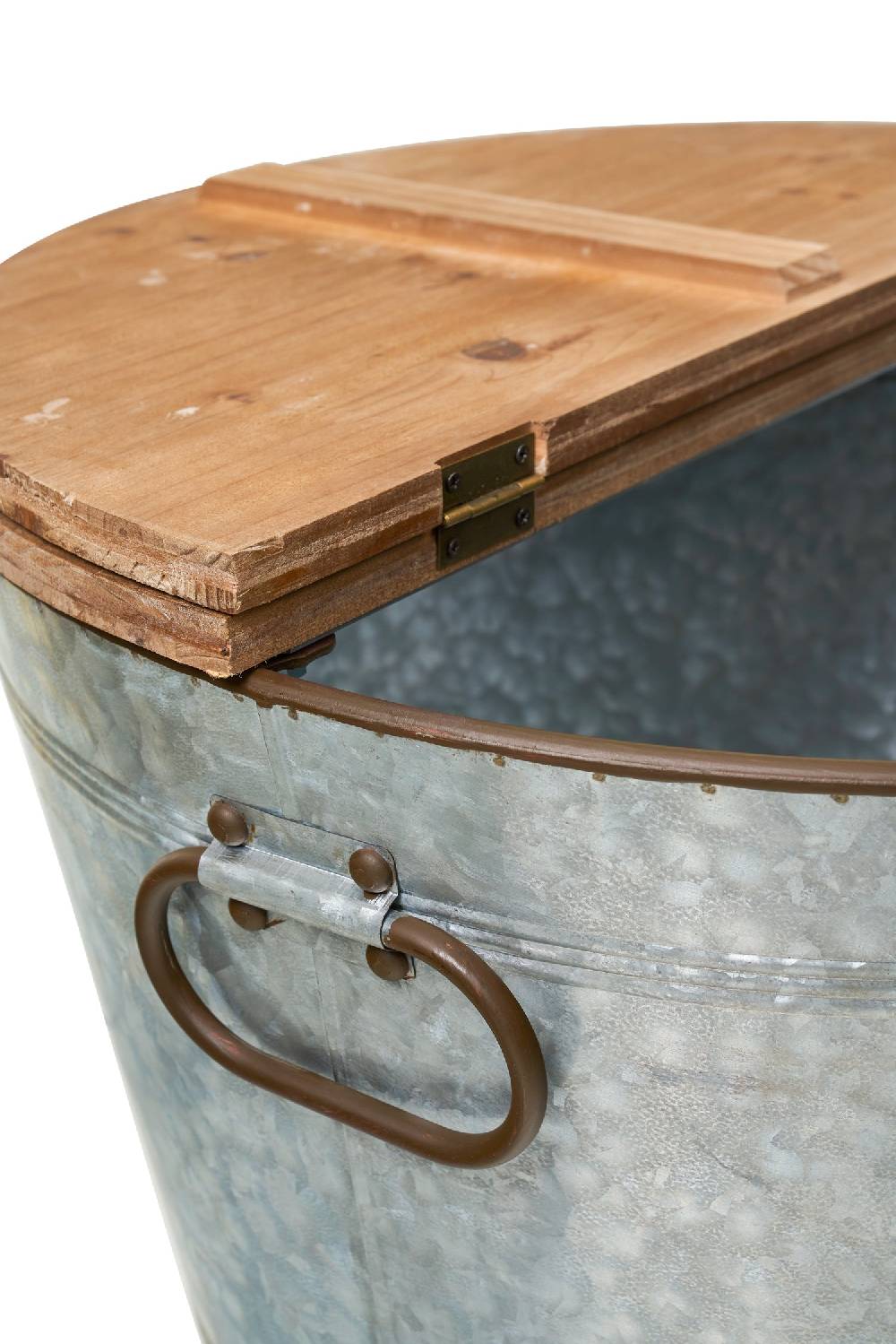 Novità Home Pozzetto - contenitore metallo e legno tondo Acquista Ora