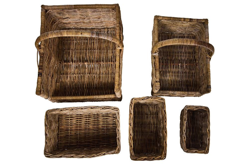 Novità Home Rush Weaves - 2Ceste Porta Legna +3 Ceste Rett.Natural Kubu Grey Promozione