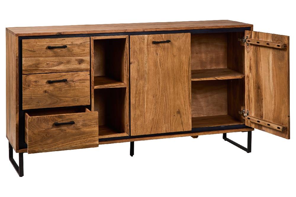 Novità Home Farley - Credenza 2 Sportelli 3 Cassetti 2 Ripiani A Vista Fino Al -60%