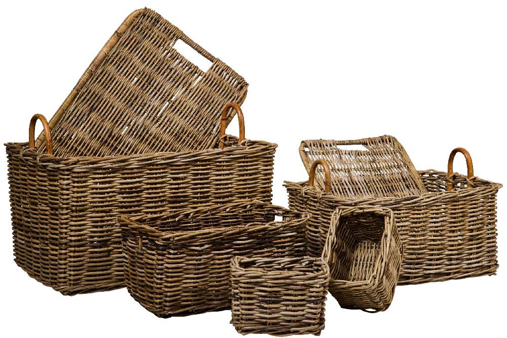 Novità Home Rush Weaves - 2 Bauli Con Coperchio + 3 Ceste Set 1/5 Prezzo Ridotto