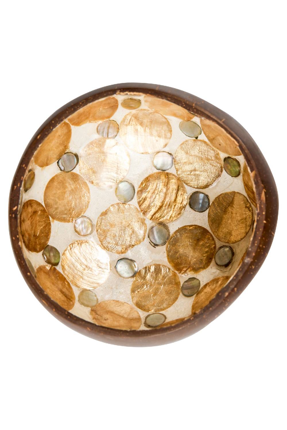 Novità Home Nacre - Ciotolina In Cocco Interno Madreperla Pois Oro E Argento Sconti questo mese