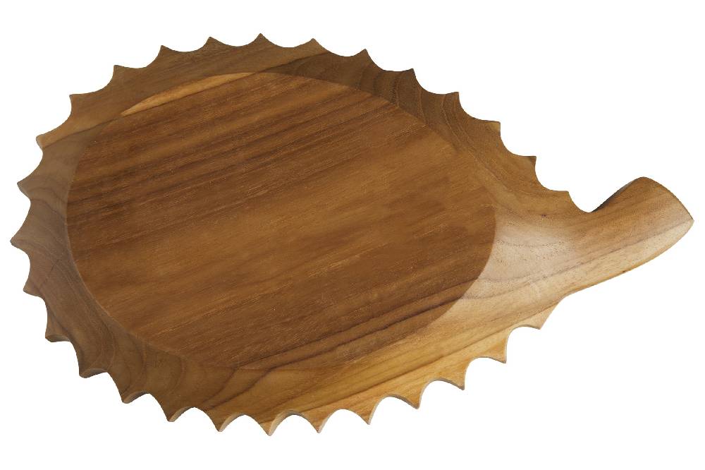 Novità Home Bartender - Ciotola Legno Sagoma Frutto Durian Con Abalone Qualità