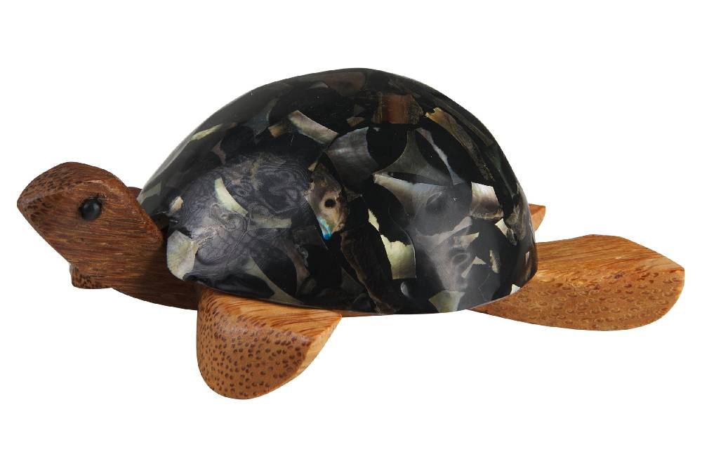 Novità Home Turtle - Porta Tea Light Carapace In Madreperla E Resina Nera Pezzi Unici