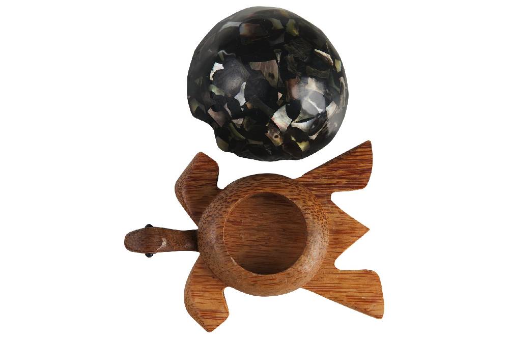 Novità Home Turtle - Porta Tea Light Carapace In Madreperla E Resina Nera Pezzi Unici