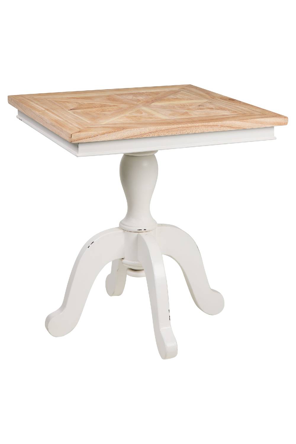 Novità Home Georgette - Tavolino Quadrato Piano Naturale Gambe White Vintage Saldi